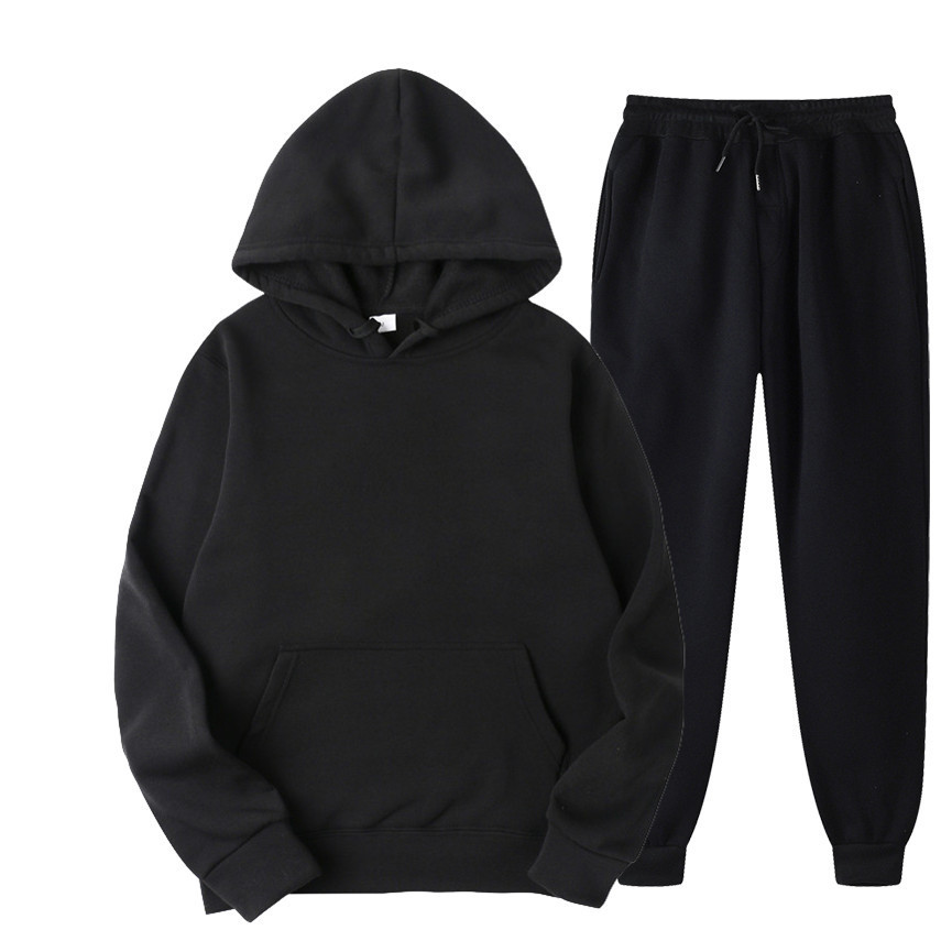 Solid Color Hoodie and Jogger pant two Piece Workout Clothes Women 2020 - Image 4