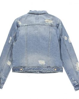 Women Casual Denim Jacket Jeans Tops Half Sleeve Trucker Coat Outerwear Girls Fashion Slim Outer coat Windbreaker