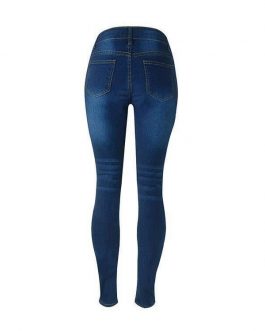 Wholesale low MOQ guangzhou women clothes ladies denim high waist ripped jeans with fast delivery