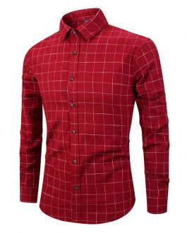 wholesale Custom Essential Formal Casual Work Regular Fit Long Sleeve Plaid 100%Cotton  shirt for Men