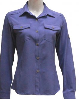 Quick dry solid color hiking sports woven long sleeve shirt for women