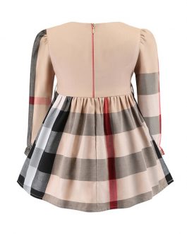 2020new kids branded dress 3-8years girls long sleeve plaid dresses with bow-belt for spring and autumn