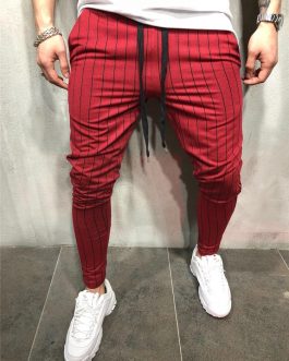 Strip Track Pants Custom Tapered Fit Casual Zipper Pocket Men Jogger Pants