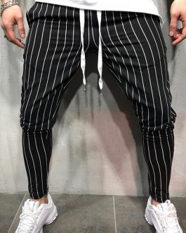 Strip Track Pants Custom Tapered Fit Casual Zipper Pocket Men Jogger Pants