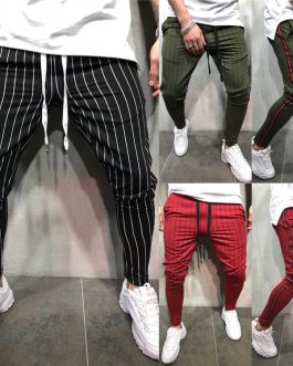 Strip Track Pants Custom Tapered Fit Casual Zipper Pocket Jogger Pants