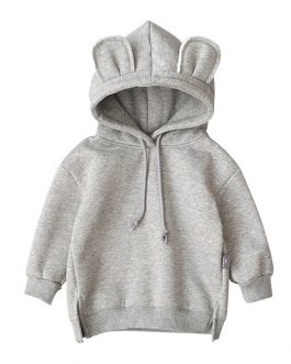 Fox Print Bear Ears Animal Hoodies Boys Casual Pullover Collection