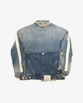 Custom Logo High Quality Classic Men’s Blue Ripped Washed Denim Jacket