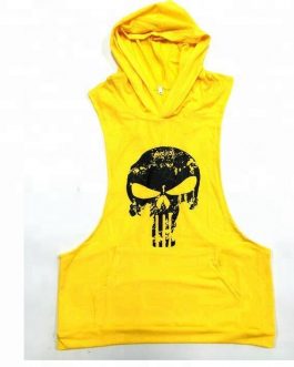 Latest Skull Print Sleeveless Mens Gym Fitness Stringer Hoodie Tank Top Collection