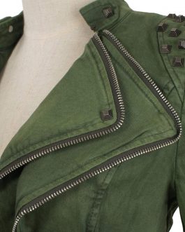 Latest Fashion Rivet Punk Rock Jacket Zipper Woman Denim Jacket Collection
