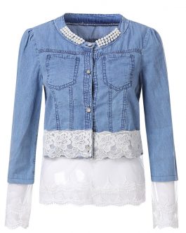 Casual Style Winter Wears Stitching Denim Jacket Women Collection