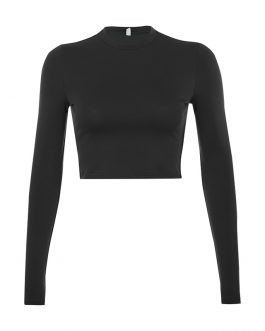 Sexy Basic Crop Top Elegant Ladies Autumn Clubwear T Shirt Black White Casual Female LOGO Custom Tops for women Collection
