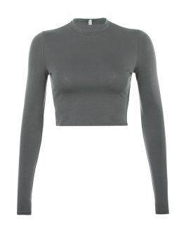 Basic Crop Top Elegant Ladies Autumn Clubwear T Shirt Casual Female LOGO Custom Tops for women Collection